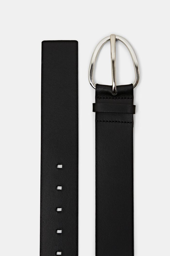 Cintura larga in pelle con fibbia in metallo, BLACK, detail image number 1