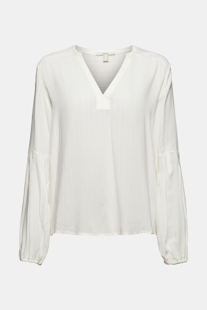 Blusa con righe strutturate, LENZING™ ECOVERO™, OFF WHITE, detail image number 6
