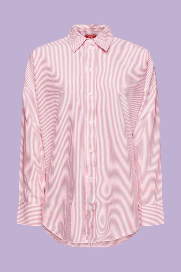 Camicia di cotone a righe oversize, PINK, detail image number 5