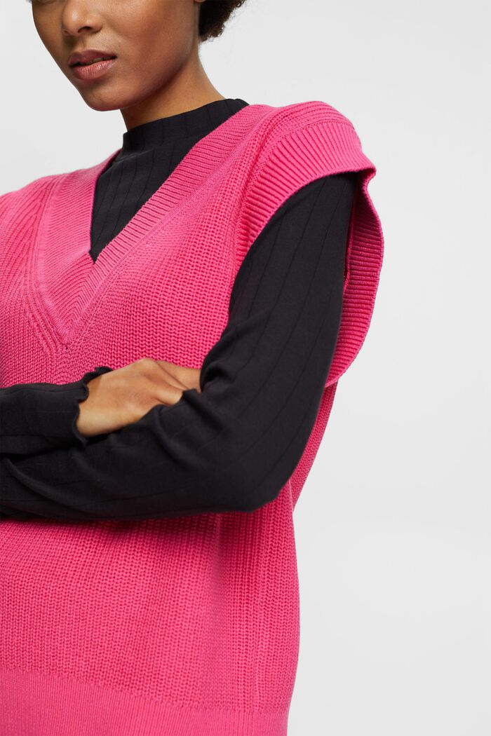 Gilet con scollo a V, PINK FUCHSIA, detail image number 2