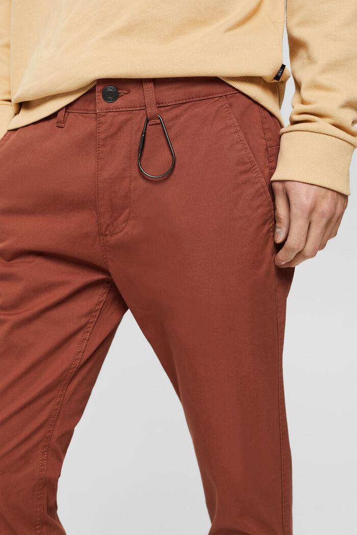 Chino stretti in cotone biologico, RUST BROWN, detail image number 0