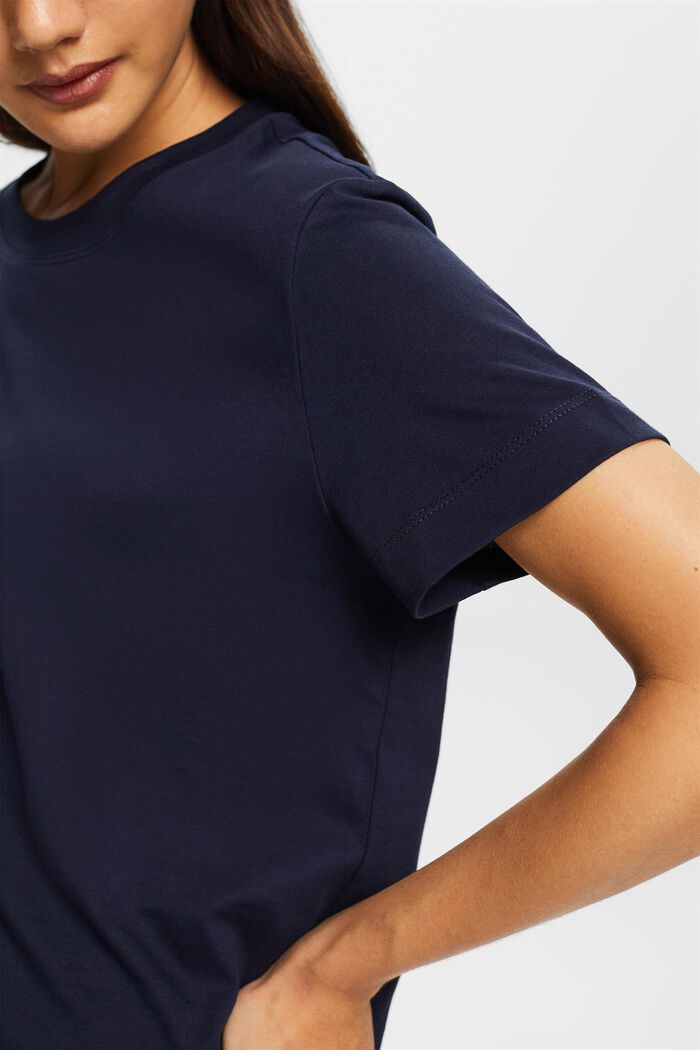 T-shirt girocollo in cotone, NAVY, detail image number 2