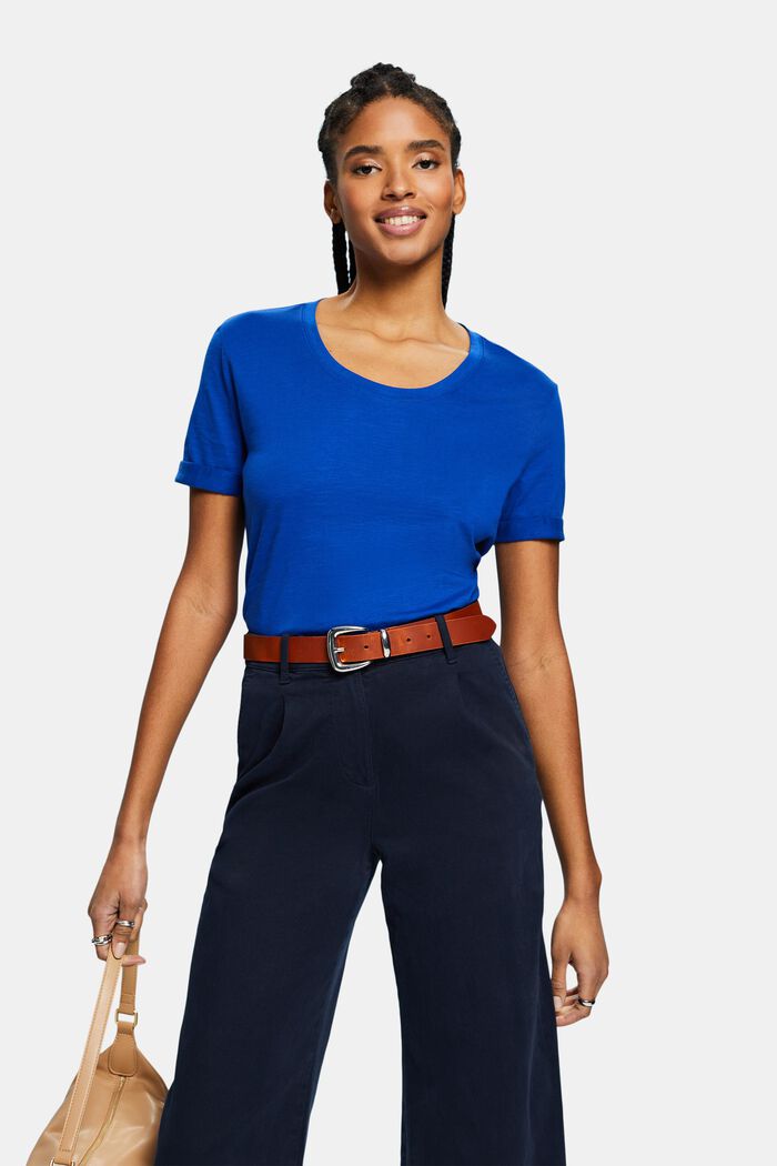 T-shirt fiammata con scollo ampio, BRIGHT BLUE, detail image number 0