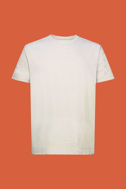 T-shirt in jersey a righe, misto cotone e lino