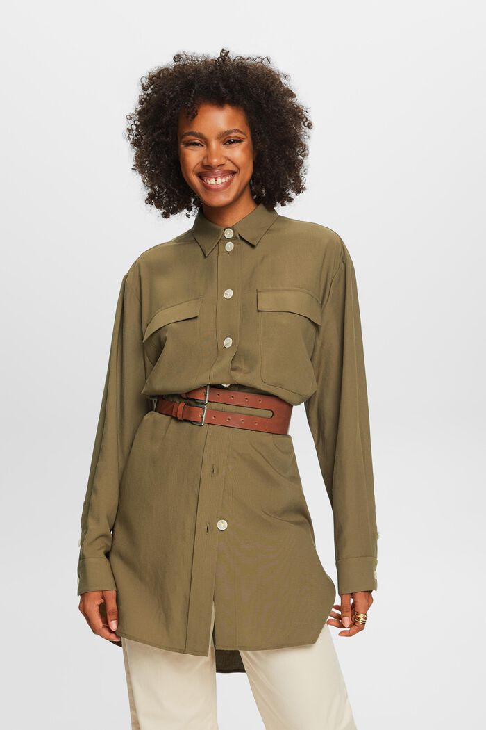 Camicia button-up oversize, KHAKI GREEN, detail image number 0