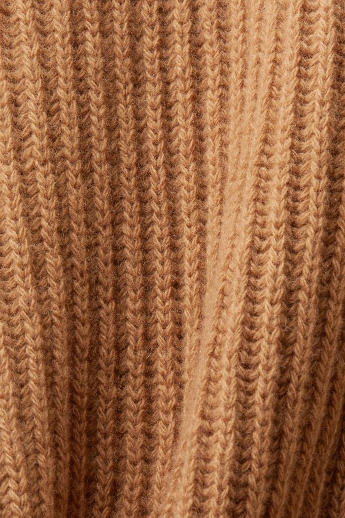 Gilet in maglia a coste di lana, CARAMEL, detail image number 5