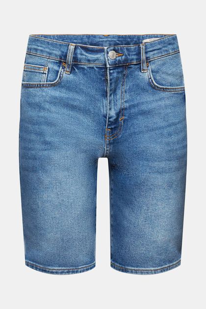 Pantaloncini in denim relaxed slim fit, BLUE LIGHT WASHED, overview