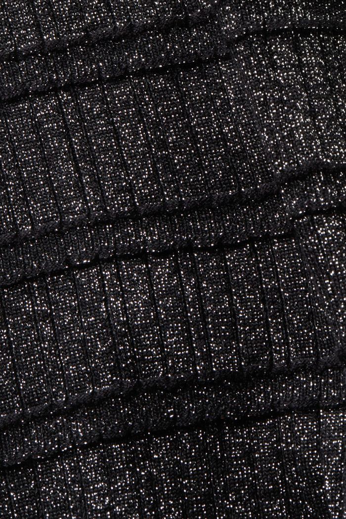 Maglione cropped in maglia lamé, BLACK, detail image number 5