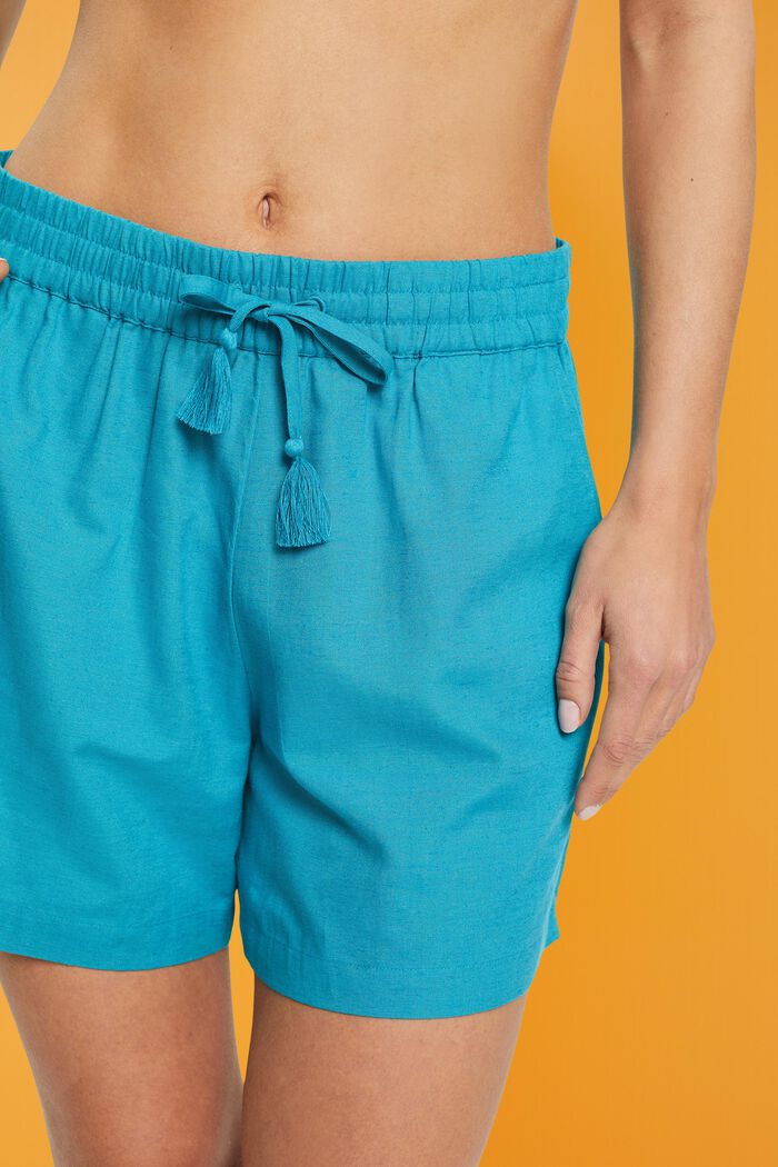 Pantaloncini da spiaggia con lino, TEAL BLUE, detail image number 2