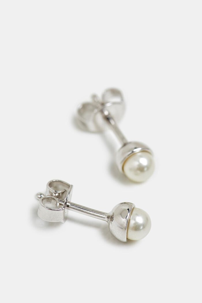 Orecchini a perno con perla, argento sterling, SILVER, detail image number 0