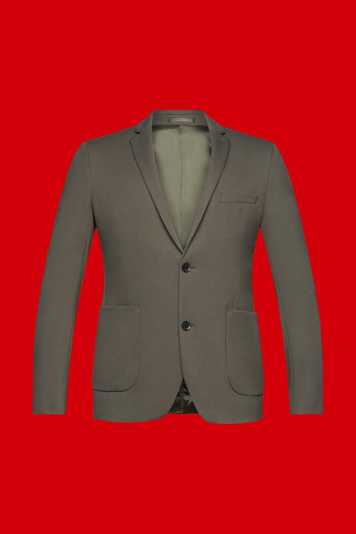 Blazer monopetto in jersey di cotone piqué, DARK KHAKI, detail image number 5