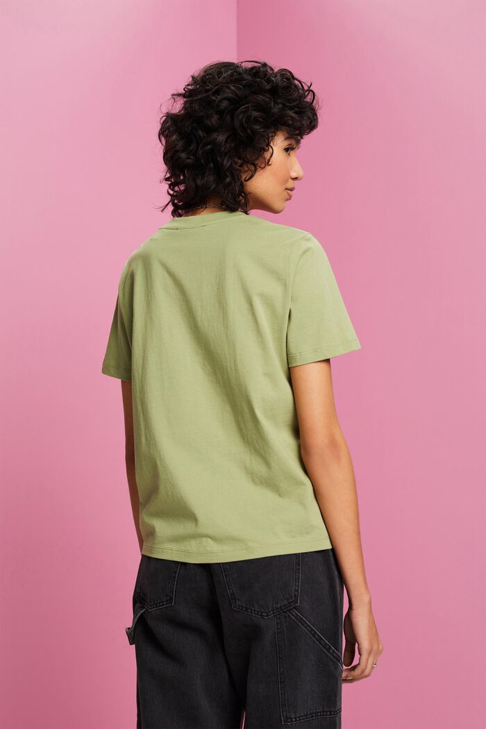 T-shirt di cotone con stampa floreale, PISTACHIO GREEN, detail image number 3