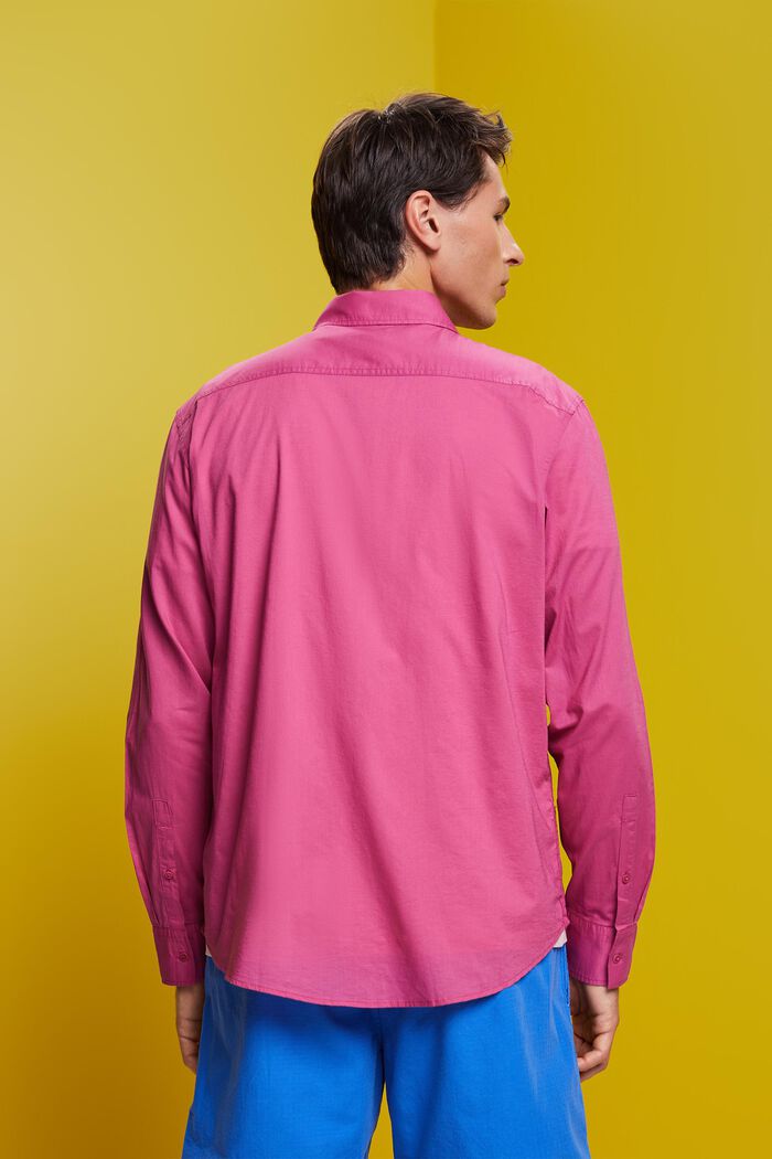 Camicia in tinta unita a maniche lunghe, 100% cotone, DARK PINK, detail image number 3