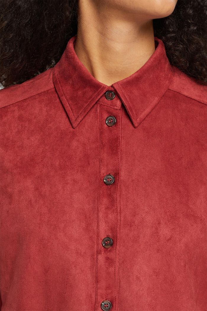 Blusa in similpelle scamosciata, TERRACOTTA, detail image number 0