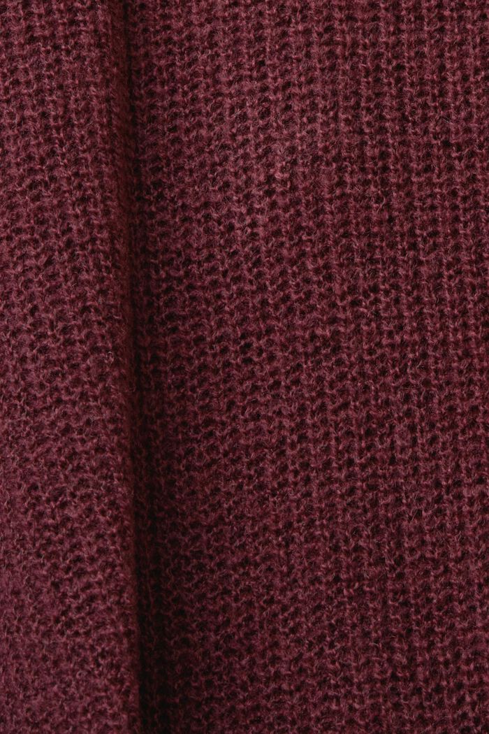 Pullover con scollo a V, misto lana, AUBERGINE, detail image number 5