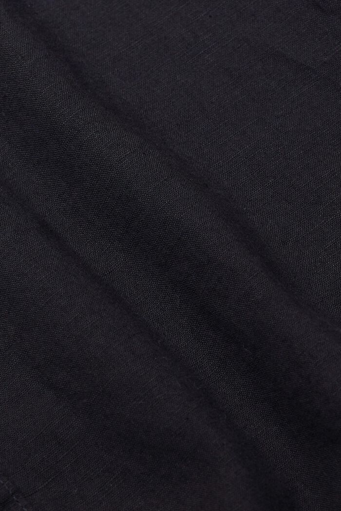 Camicia a manica corta in misto lino e cotone, BLACK, detail image number 4