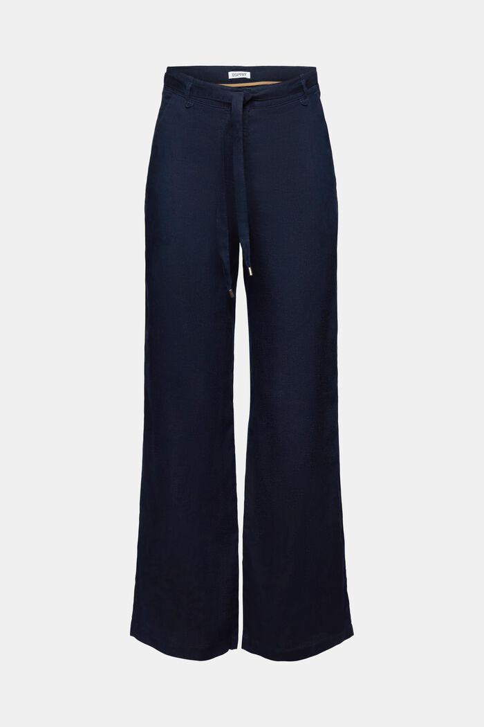 Pantaloni con cintura in lino a gamba larga, NAVY, detail image number 7