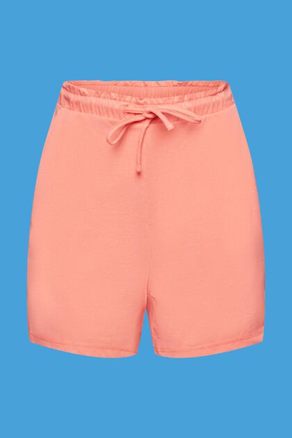 Shorts in jersey con elastico in vita, CORAL, overview