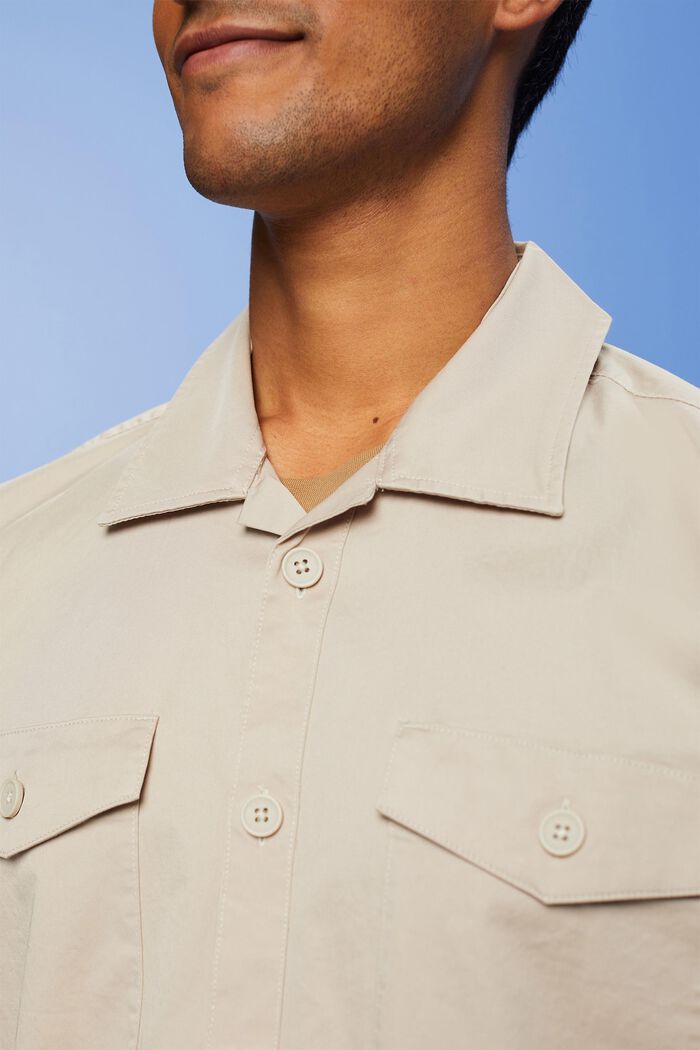 Camicia in cotone con due tasche sul petto, LIGHT TAUPE, detail image number 2
