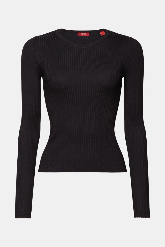 Top a righe in maglia a coste, BLACK, detail image number 6