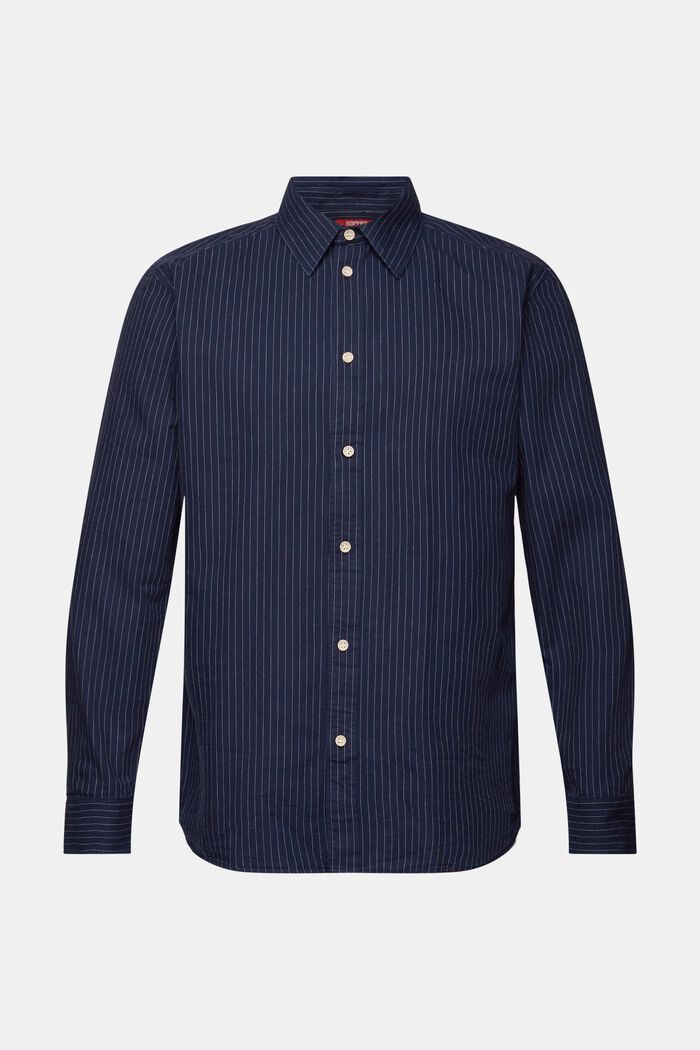 Camicia in twill a righe gessate, 100% cotone, NAVY, detail image number 5