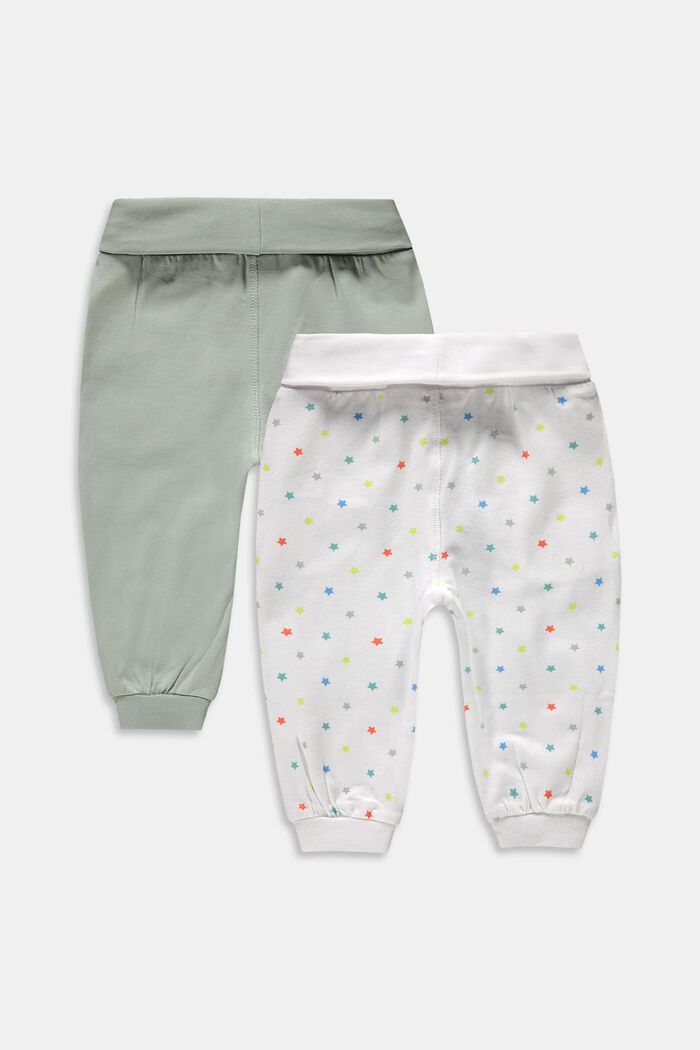 Pantaloni da jogging in cotone biologico, confezione doppia, LIGHT AQUA GREEN, detail image number 1