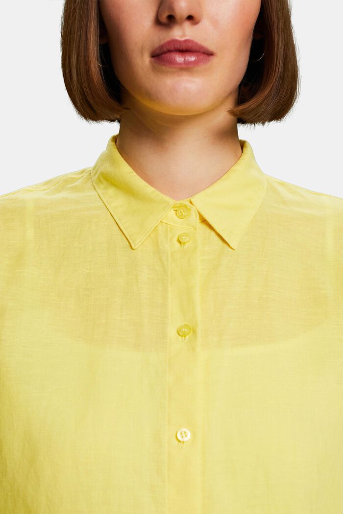 Camicia in lino e cotone, PASTEL YELLOW, detail image number 3