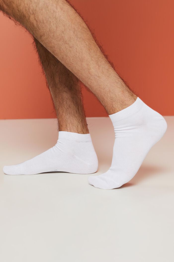 Confezione di 5 paia di calzini da sneakers in misto cotone, WHITE, detail image number 1
