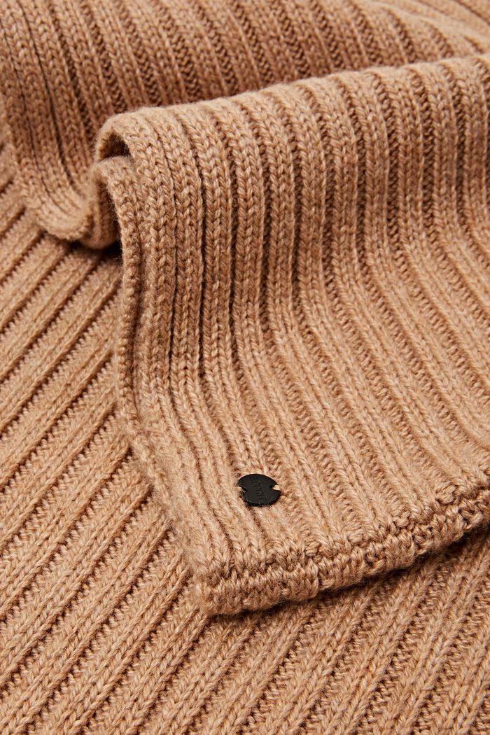 Sciarpa ad anello in maglia a coste, misto lana, CAMEL, detail image number 1
