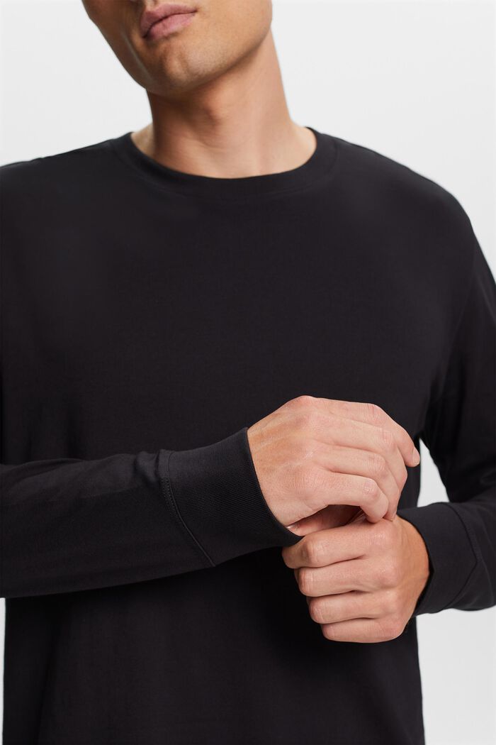Maglia a maniche lunghe in jersey, 100% cotone, BLACK, detail image number 2