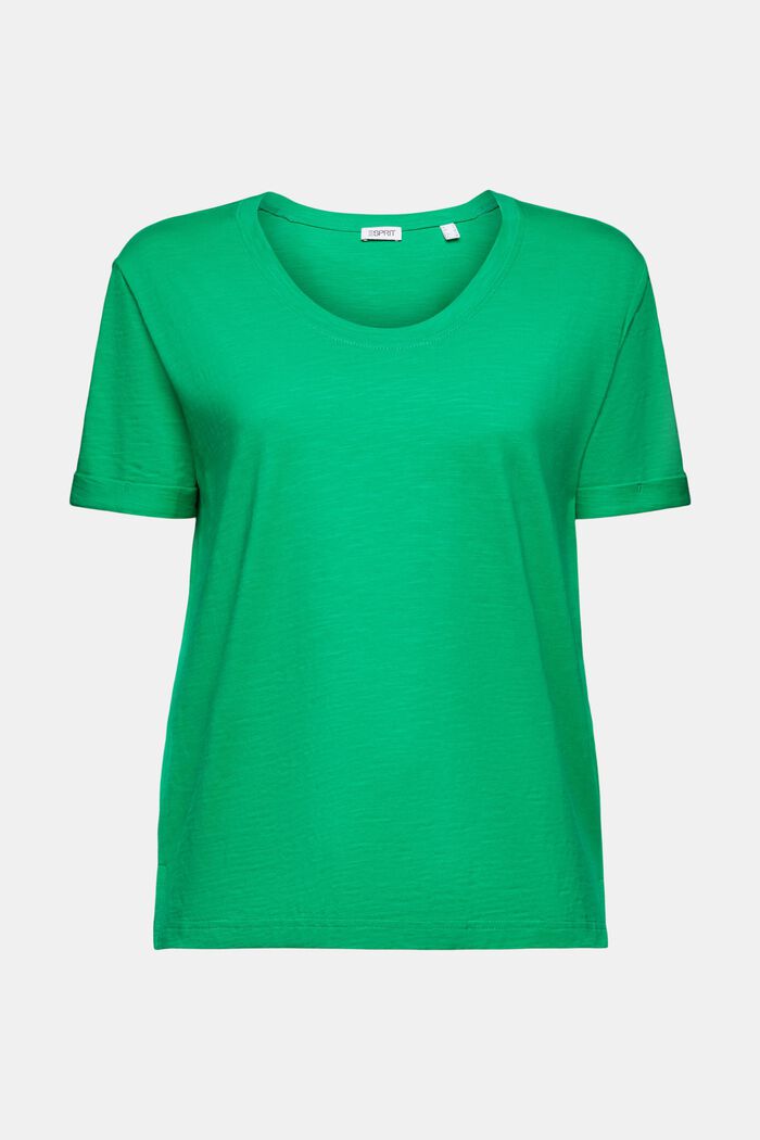 T-shirt fiammata con scollo ampio, GREEN, detail image number 5