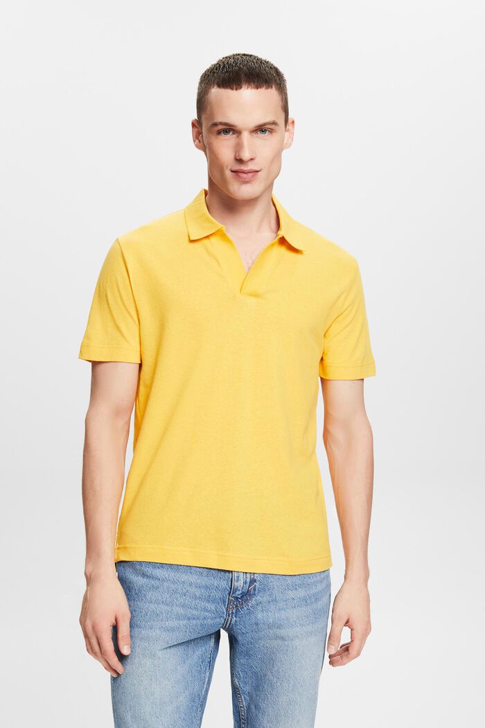 Polo in lino e cotone, SUNFLOWER YELLOW, detail image number 0