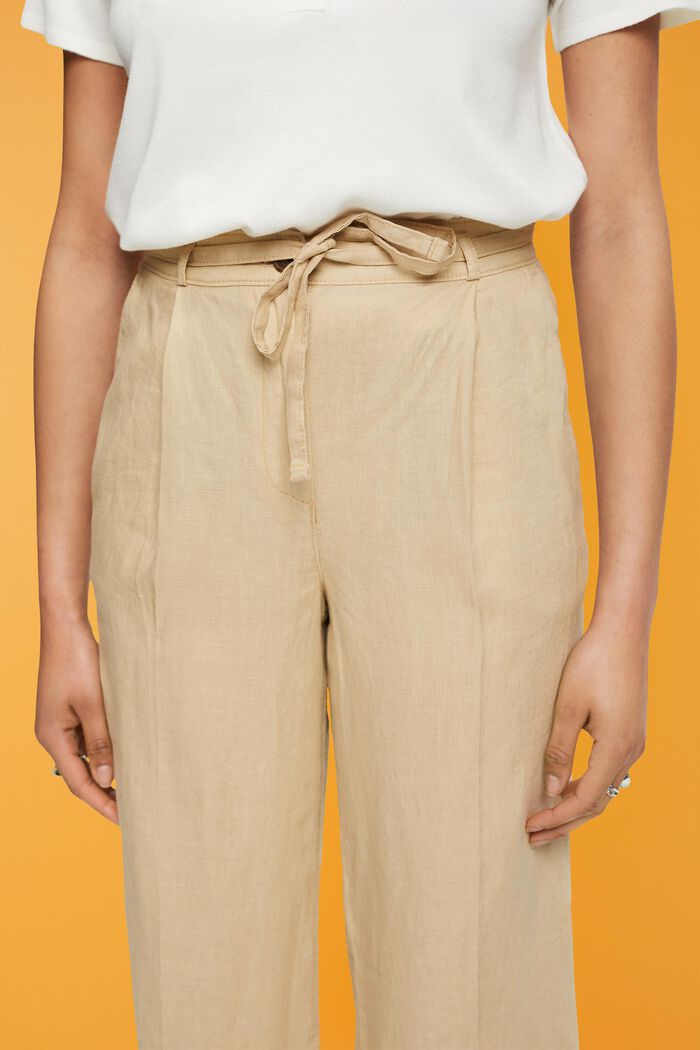 Pantaloni in lino a gamba larga, SAND, detail image number 2