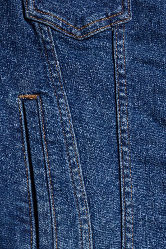 Giacca di jeans dal look usato, in cotone biologico, BLUE DARK WASHED, detail image number 6