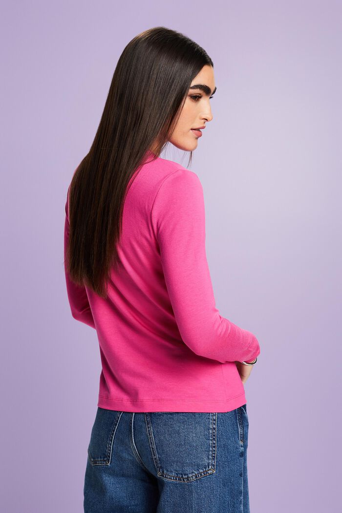 Top a maniche lunghe in jersey, PINK FUCHSIA, detail image number 3