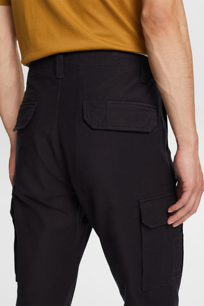 Pantaloni cargo in cotone, BLACK, detail image number 4