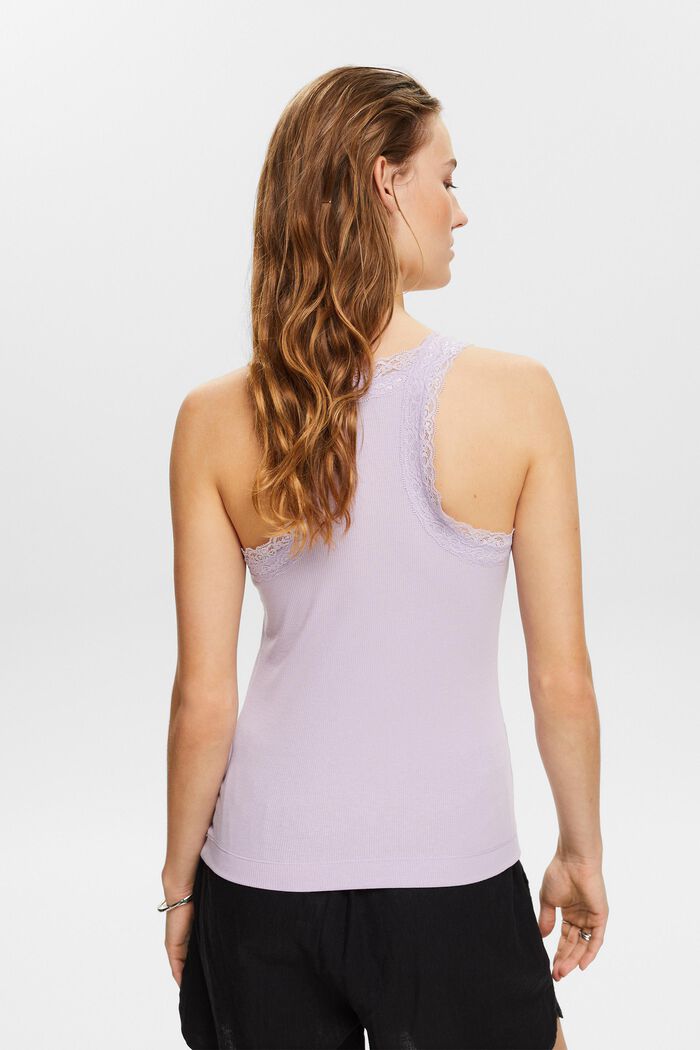 Top con pizzo in jersey di maglia a coste, LAVENDER, detail image number 2