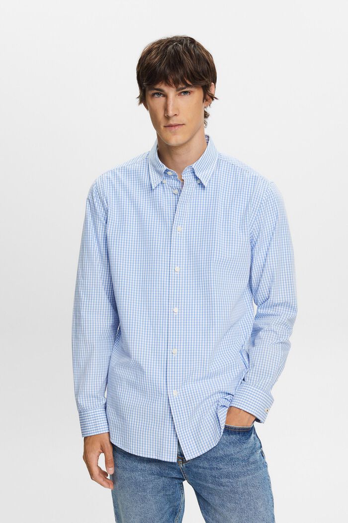 Camicia Vichy button-down, 100% cotone, BRIGHT BLUE, detail image number 0