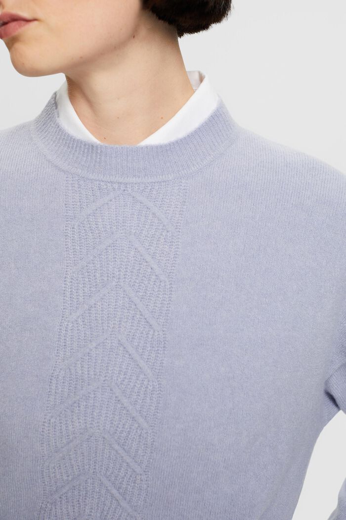 Pullover girocollo a maglia, LIGHT BLUE LAVENDER, detail image number 2