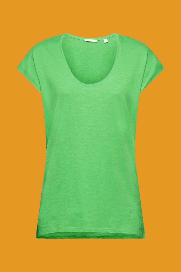 T-shirt in cotone con scollo a U, GREEN, detail image number 6
