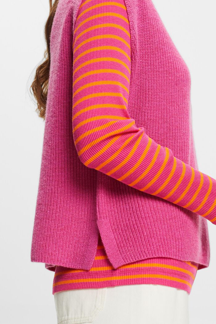 Gilet in maglia a coste in misto lana, PINK FUCHSIA, detail image number 1