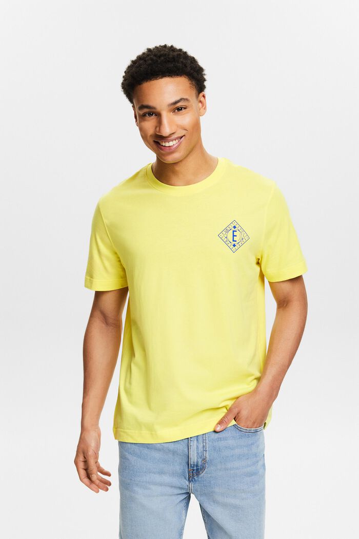 T-shirt in jersey di cotone con logo, PASTEL YELLOW, detail image number 0