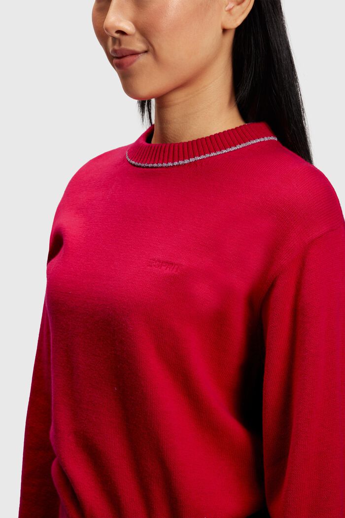 Pullover con maniche a sbuffo, con cashmere, RED, detail image number 2