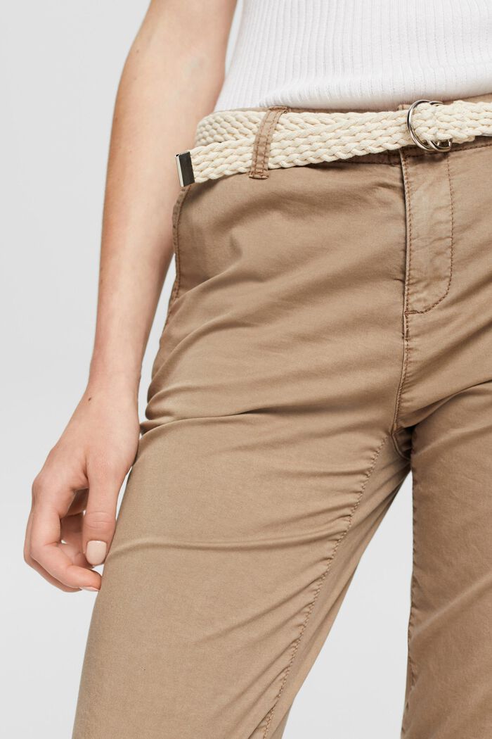 Pantaloni chino con cintura intrecciata, TAUPE, detail image number 0