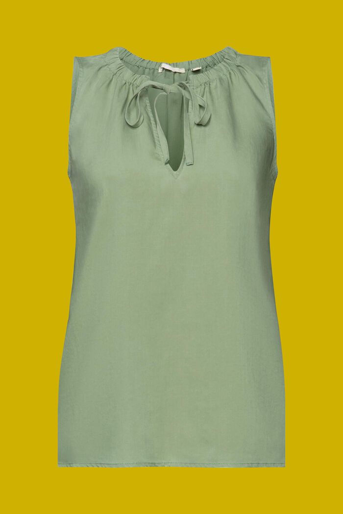 Blusa senza maniche con colletto elasticizzato, PALE KHAKI, detail image number 5