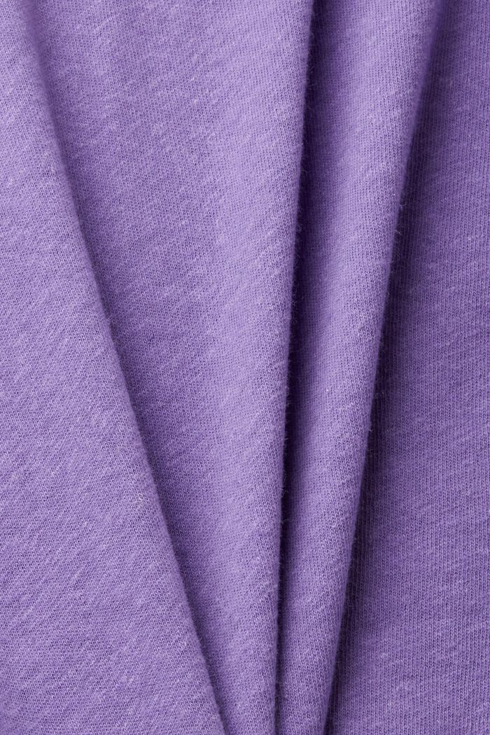 Maglietta in misto cotone e lino, PURPLE, detail image number 5