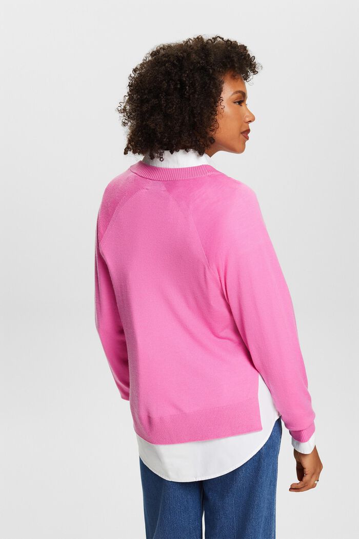 Pullover in cachemire con scollo a V, PINK FUCHSIA, detail image number 2