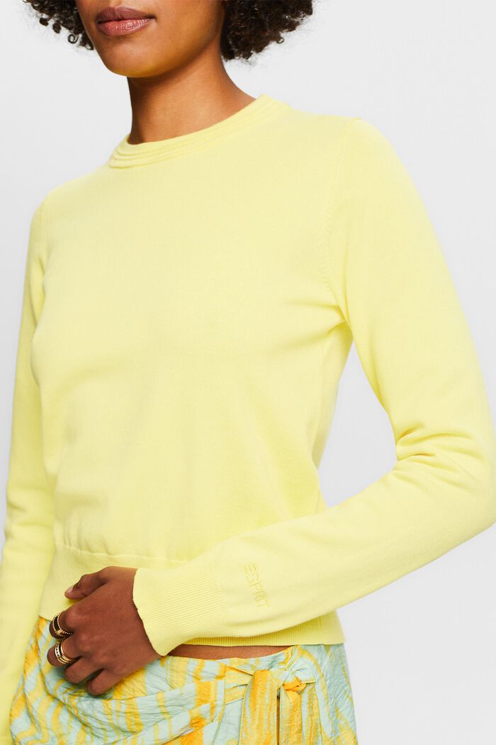 Pullover in maglia con girocollo, PASTEL YELLOW, detail image number 3