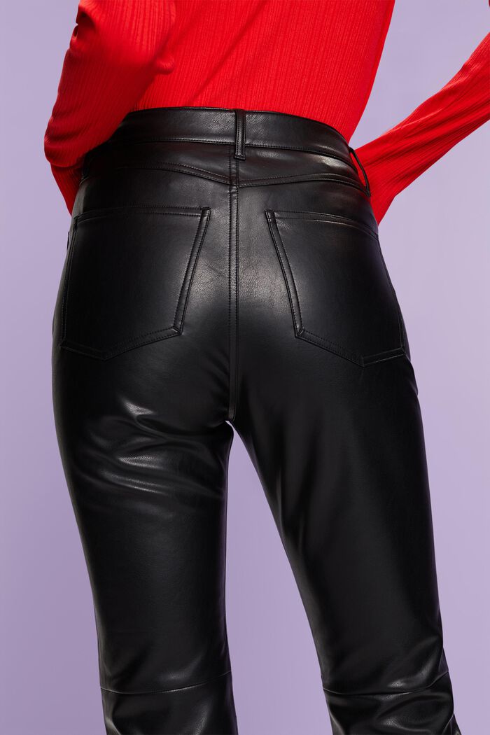 Pantaloni slim a vita alta in ecopelle, BLACK, detail image number 1