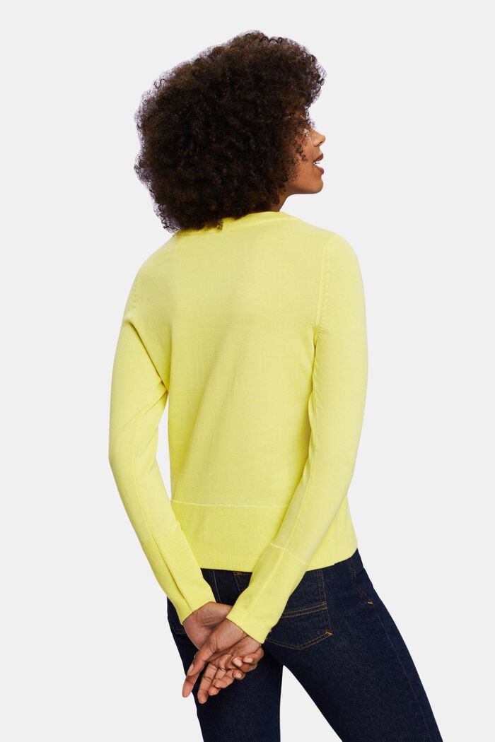 Pullover in cotone a girocollo, PASTEL YELLOW, detail image number 3